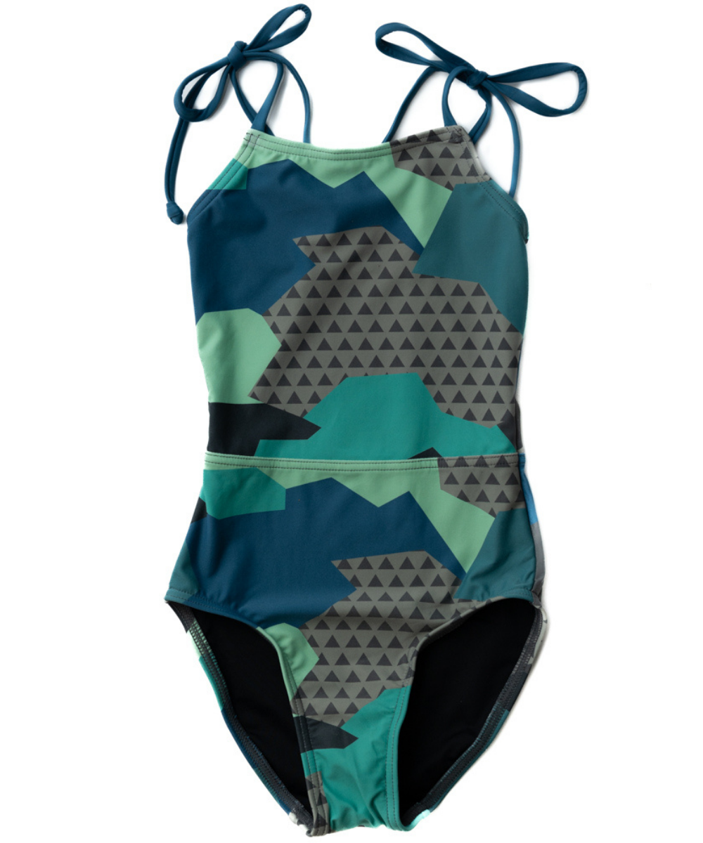 Girl's Colorful Camo One Piece Swimsuit – girl's swimsuit, main image