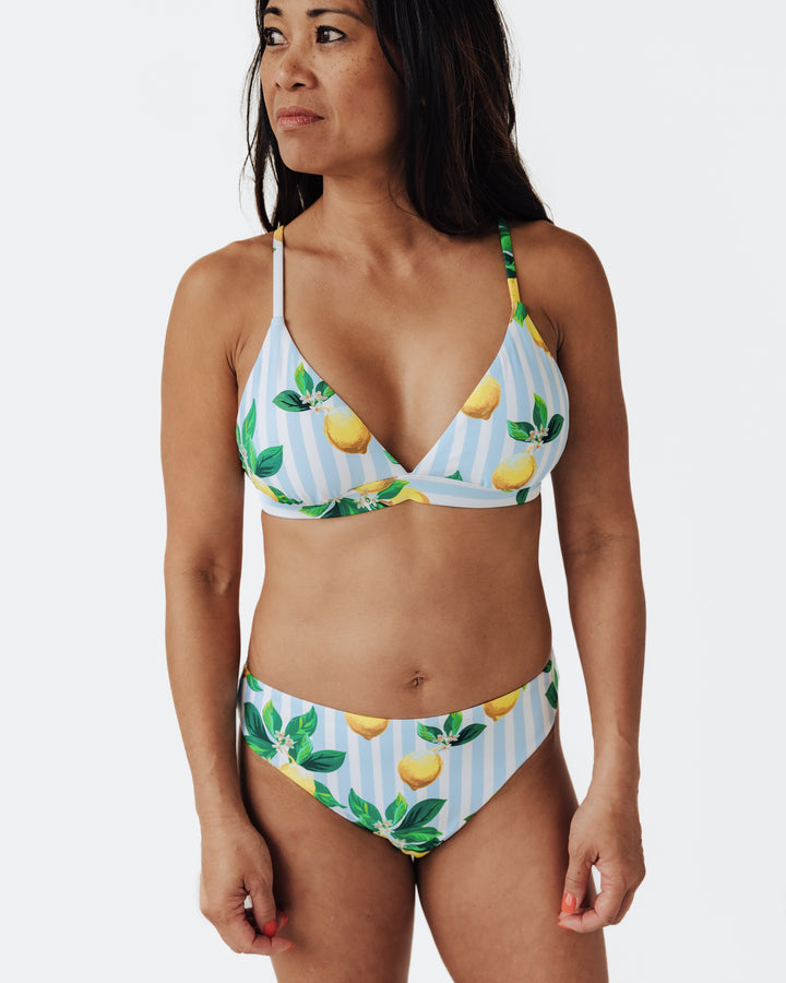 Navalora Swim Women's Amalfi Coast Inspired Lemon Sporty Bikini Bottom– women's swimwear, full model view