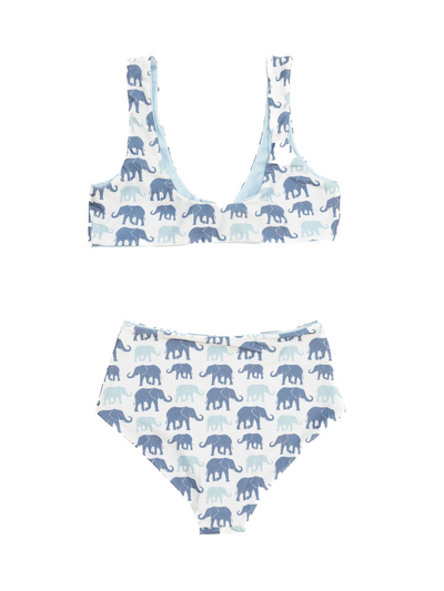 Women's Elephants on Parade Tie Bikini Top