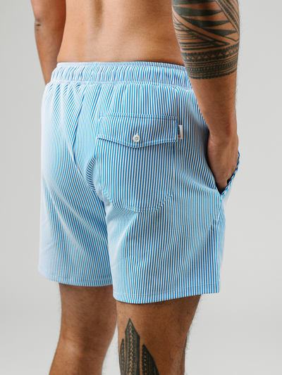 Navalora Men's Cabana Stripes Seersucker Swim Shorts