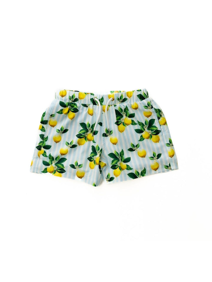 Navalora Swim Boy's Amalfi Coast Inspired Lemon Swim Shorts, Front Flat           Lay