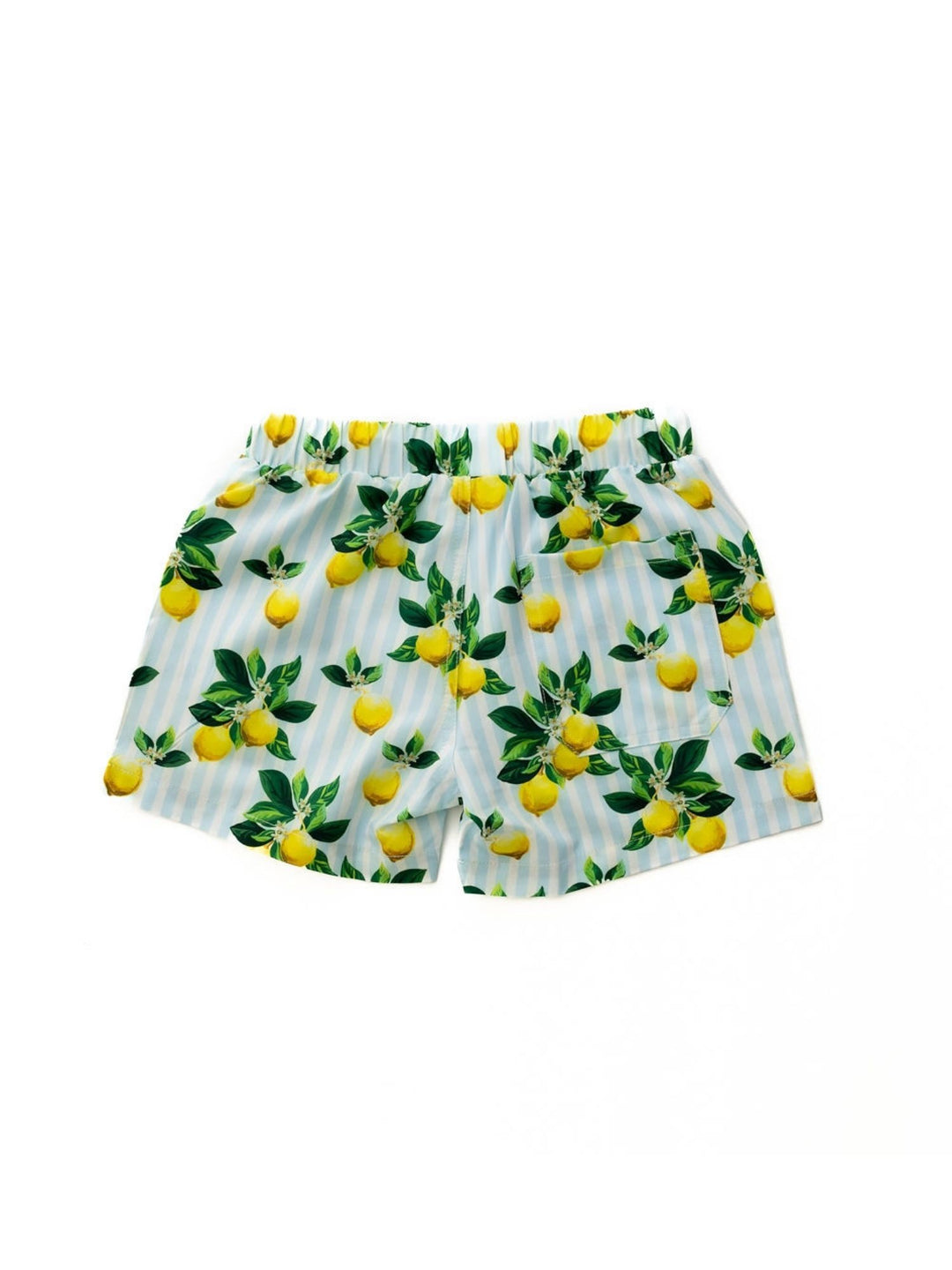 Navalora Swim Boy's Amalfi Coast Inspired Lemon Swim Shorts, Back Flat           Lay