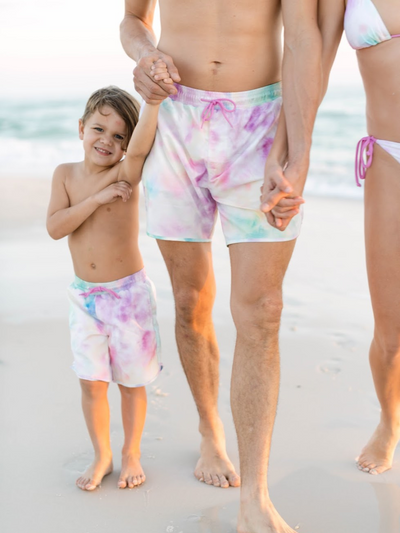 Navalora Matching Swimsuits Boy's Cotton Candy Tie Dye Swim Short Swimsuit