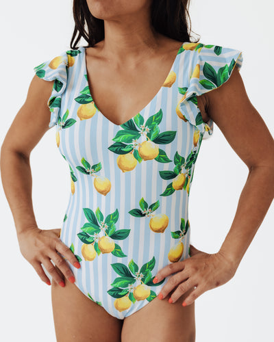 Women's Amalfi Coast Lemon Ruffle One Piece Suit